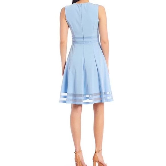 Calvin Klein Soft Blue Sleeveless Round Neck A-Line Fit and Flare Dress, Size 14 - Picture 2 of 12